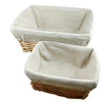 NATURAL Lined Wicker Basket Christmas Gift Present Hamper Storage. -- 2 Sizes