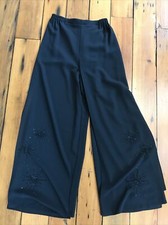 Adrianna Papell Black Cocktail Flared Evening Beaded Dressy Pants 10 32x42 Tall