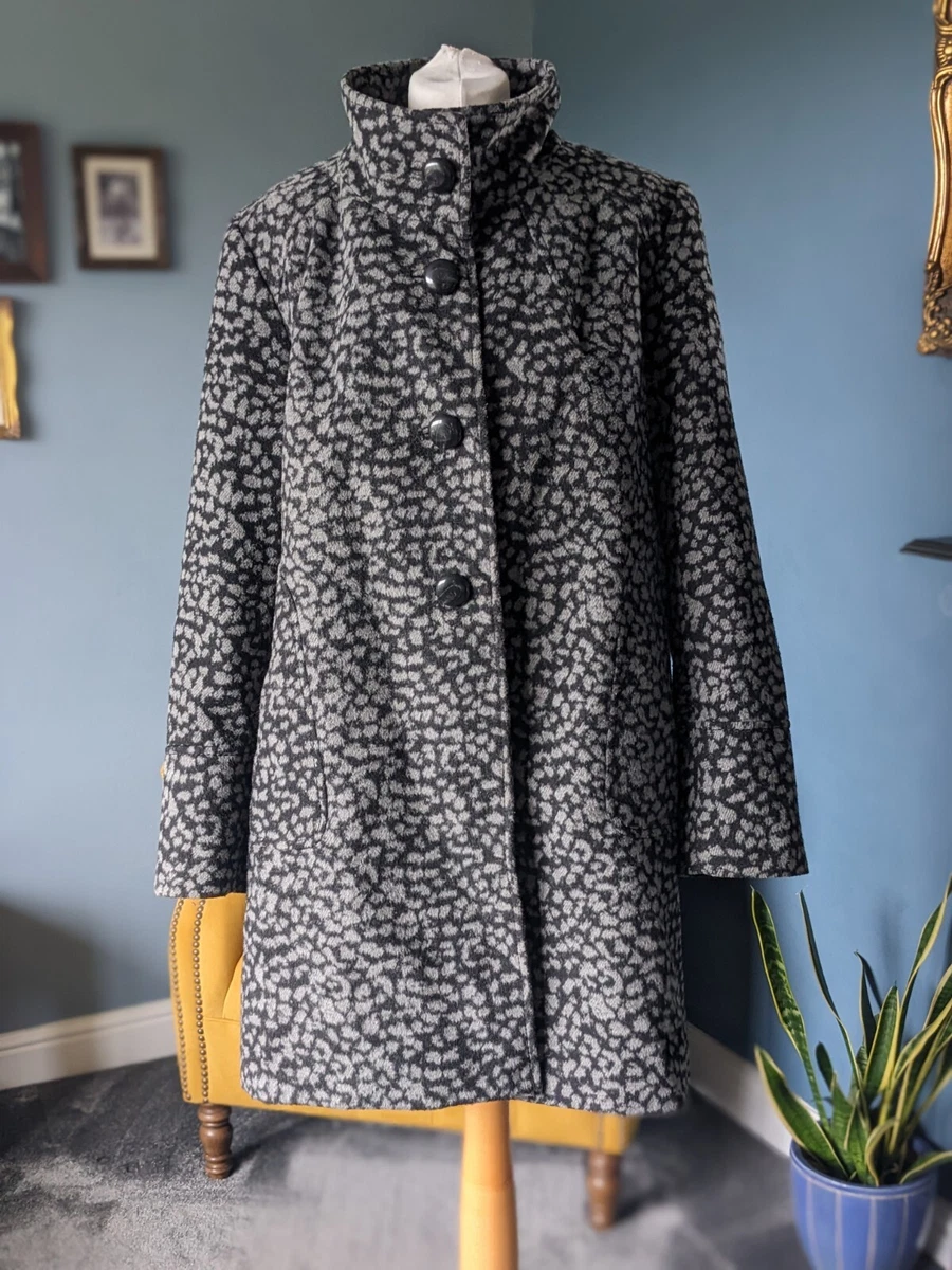 roman originals Size Large 16 18 Grey Leopard Print Winter Coat