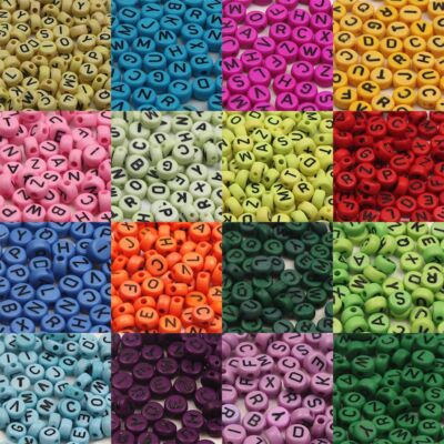Letters Alphabet Acrylic Bead Round Flat Cube Loose Spacer Beads DIY Bracelets