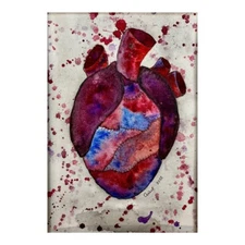 Original Watercolor Painting, Bloody Heart Illustration.