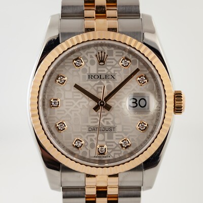 Rolex Datejust 36 Ref 116231 St Steel & 18K Rose Gold Diamond Anniversary Diam