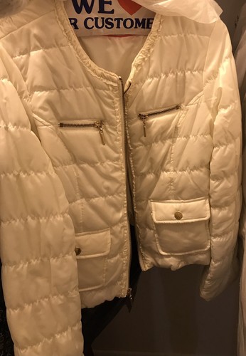 ladies cream puffer coats