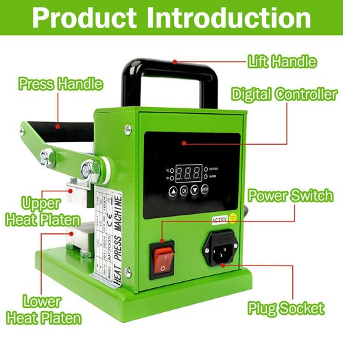 Hand-Hydraulic Max 1 Ton Pressure Press Machine 2.4"x3.6" Pressing Heat Machines - Picture 9 of 11