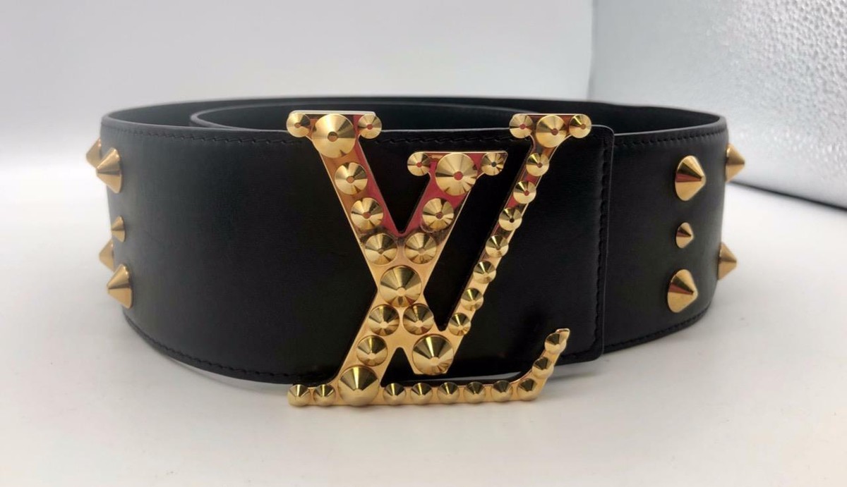 Authentic Louis Vuitton Clous Initiales Belt Gold Tone Stud