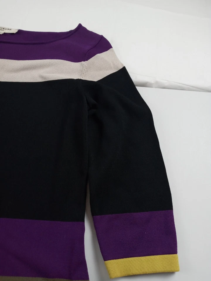 Vestido Suéter Evan Picone Mujer Talla Mediana Negro Rayas Midi Leno Foto 2 de 4