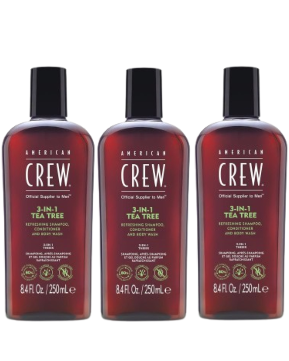 3x American Crew 3-in-1 Tea Tree Shampoo Conditioner Body