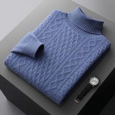 Autumn Men Business High Collar Sweater Warm Cashmere Knitted Sweater Tops New