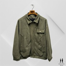 Aelfric Eden Long Sleeve Brown Green Faux Suede Leather Trucker Jacket Xl