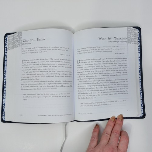 Like New My Daily Devotional - Navy Leather - Grace, Hope and Love - Never Used - Foto 11 di 13
