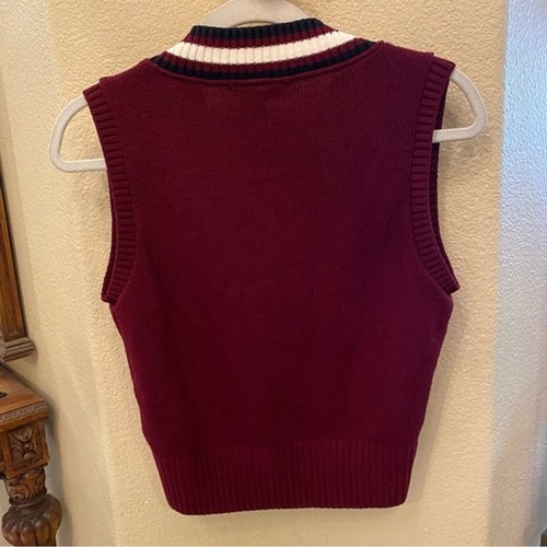 FOREVER 21 Girls Burgundy Preppy Vest Size Large - Picture 4 of 6