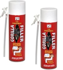 2 Cans of 151 The Original Gorilla Gap Filler 300ml Expanding Foam Open Holes 