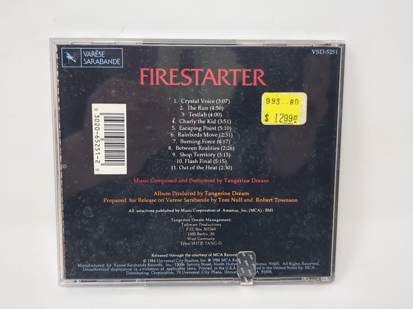 Firestarter by Tangerine Dream (CD, 1993, Varèse Sarabande, VSD5251