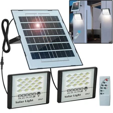 Solar Powered LED Double Lights Garage Shed Light Garden Indoor Bedroom Outdoor