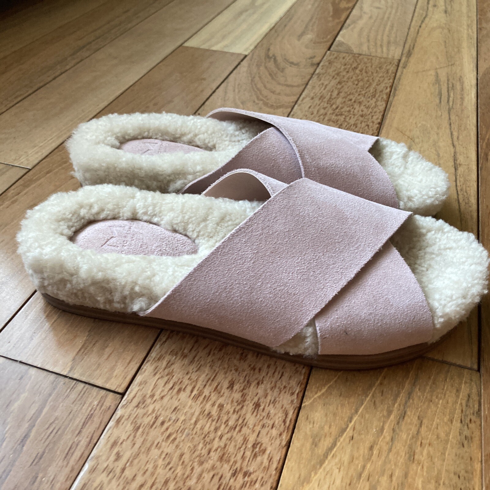 MARC FISHER LTD Canna Cozy Slide Pink Suede+Genuine Shearling Women SIZE 7  | eBay