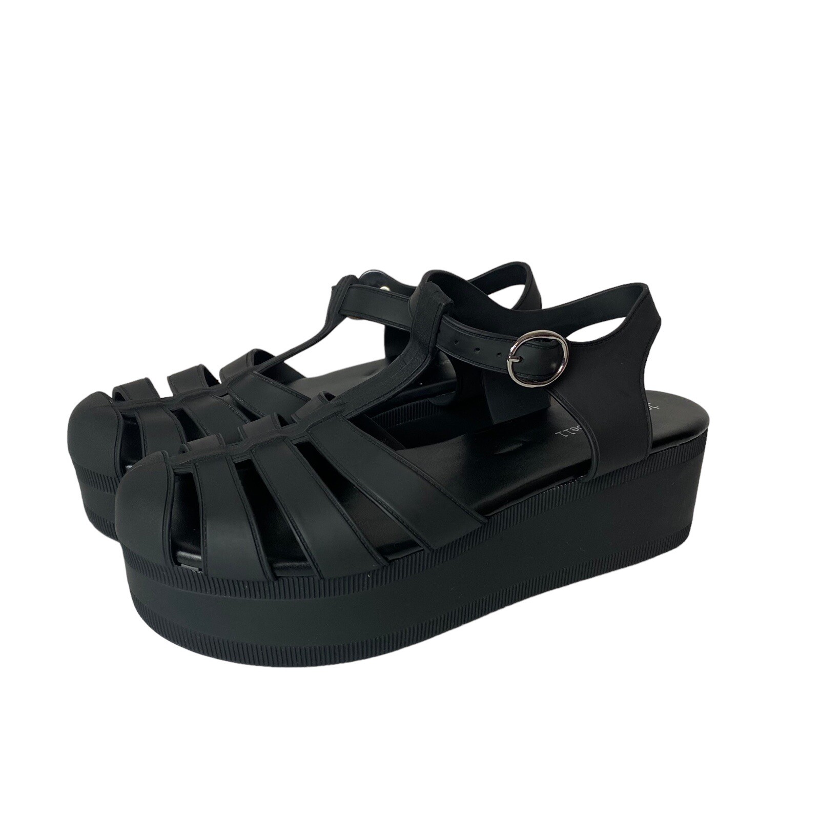 black platform jelly sandals
