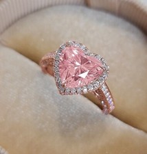 Halo Heart Shape Women's Wedding Ring 2.22Ct Lab-Created Sapphire 925 Silver