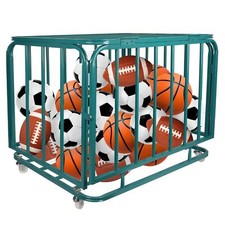 Sports Ball Storage Cart with Lid and Wheels Rolling Ball Cart for Gym