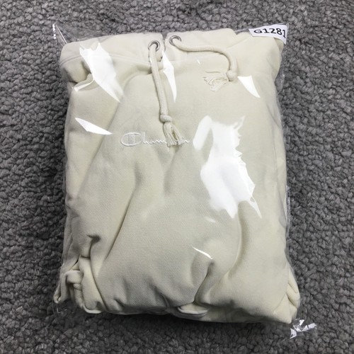 VTG Champion Mens Reverse Weave Hoodie Sz S Ivory Long Sleeve Drawstring 90s - Picture 11 of 11