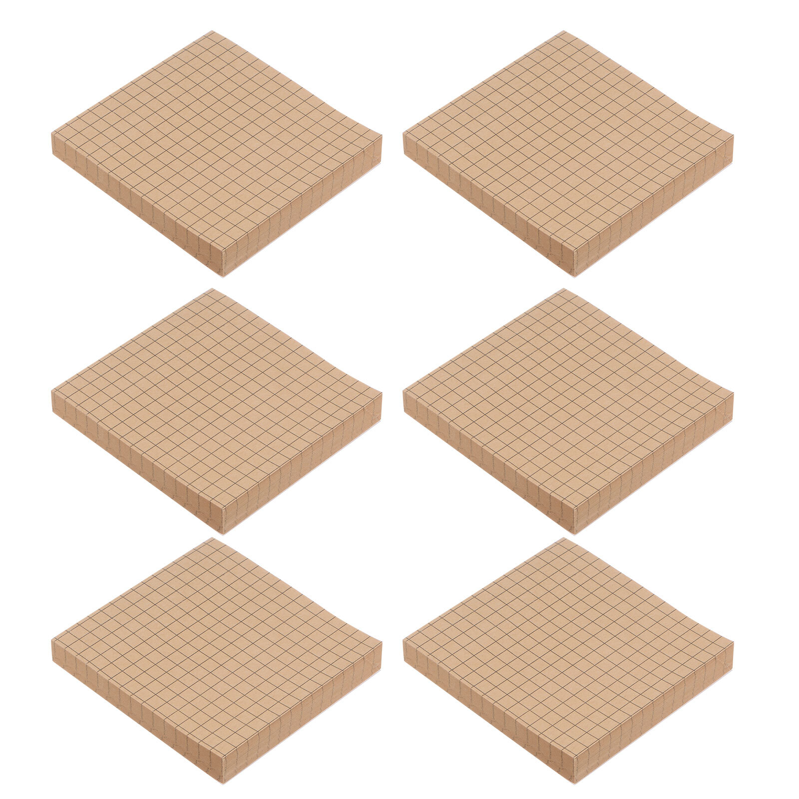 3x3 Lined Grid Sticky Notes 6 Pack 480 Sheets Brown Self-Stick Memo Pads-image