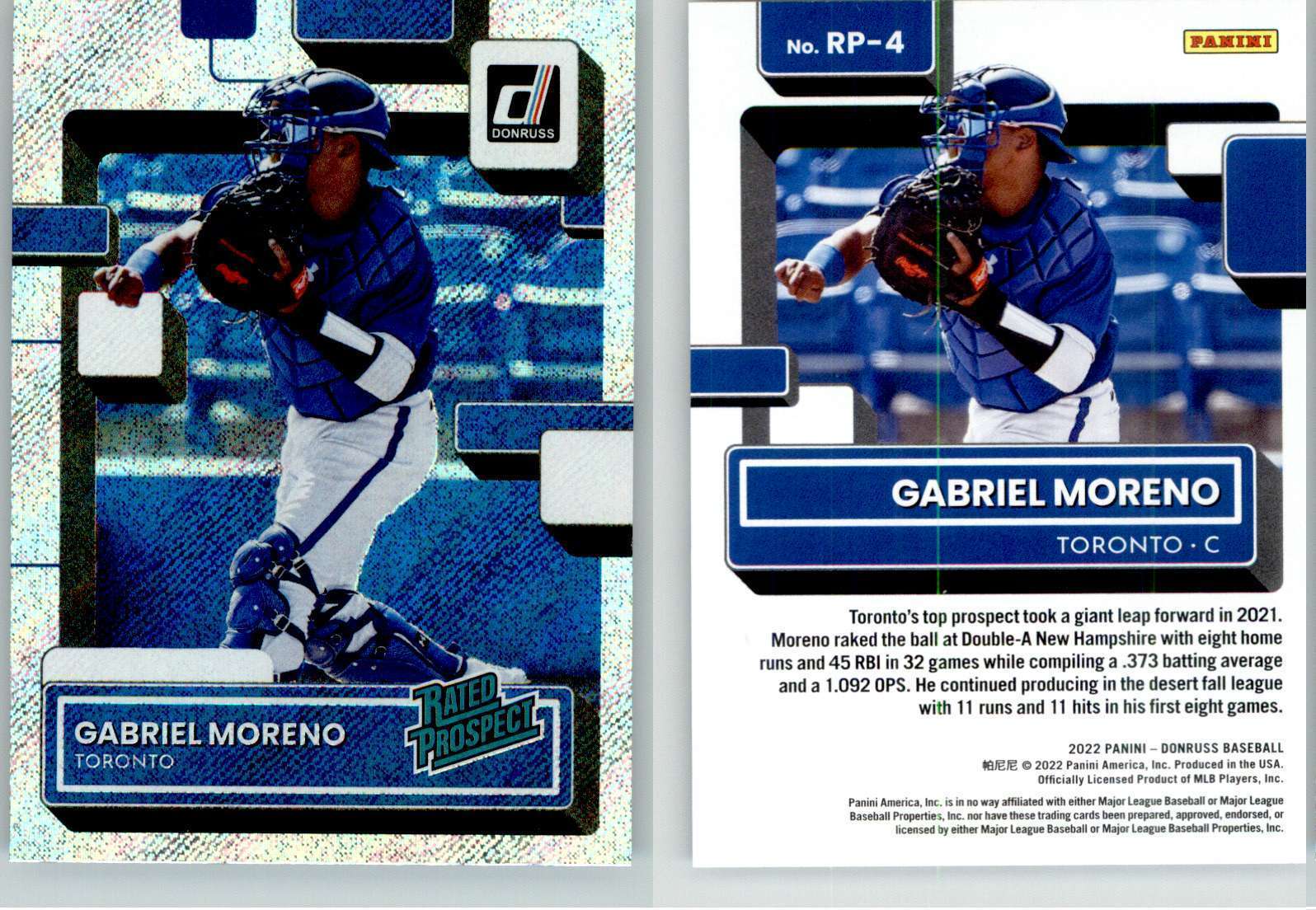Gabriel Moreno 2022 Donruss Rated Prospect Rapture RP-4 Diamondbacks