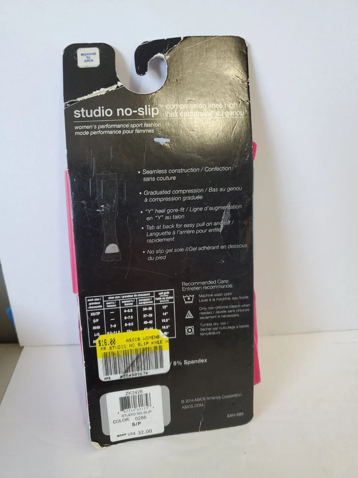 ASICS Studio No-Slip Compression Knee High Training Socks Athletic Knee 1 pair - Image 2 of 2