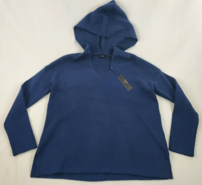 Tahari women sweater hoodie TH15314 241597 prussian blue navy sz