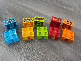 Lego Duplo Printed Bricks Learn To Count 1 -5 With Printed Figures Lot Of 10 EUC
