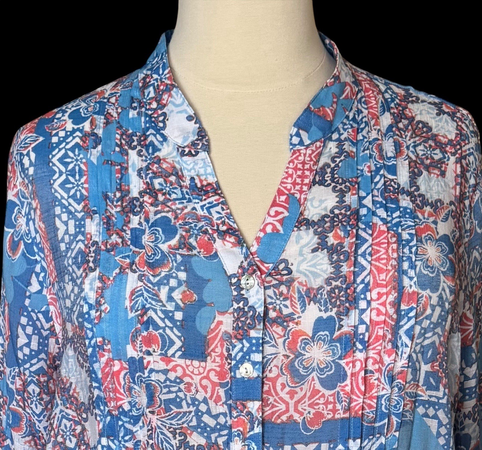 Ruby Rd. Silky Gauze Patio Party Patchwork Button… - image 3