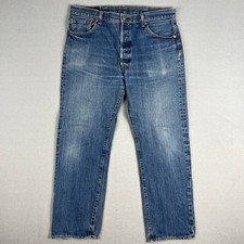 Levis 501 Jeans Mens 36x29 Original Fit Blue Denim Button Fly Medium Wash Faded