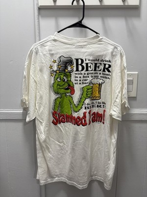 Vintage Slammed I Am Beer Shirt Mens XL White Delta 2002 Dr Seuss Parody Funny