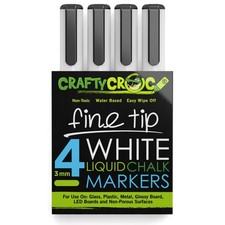 Fine Tip Chalk Markers - Precise 3mm Tip, 4 White - Erasable Dustless Liqui...