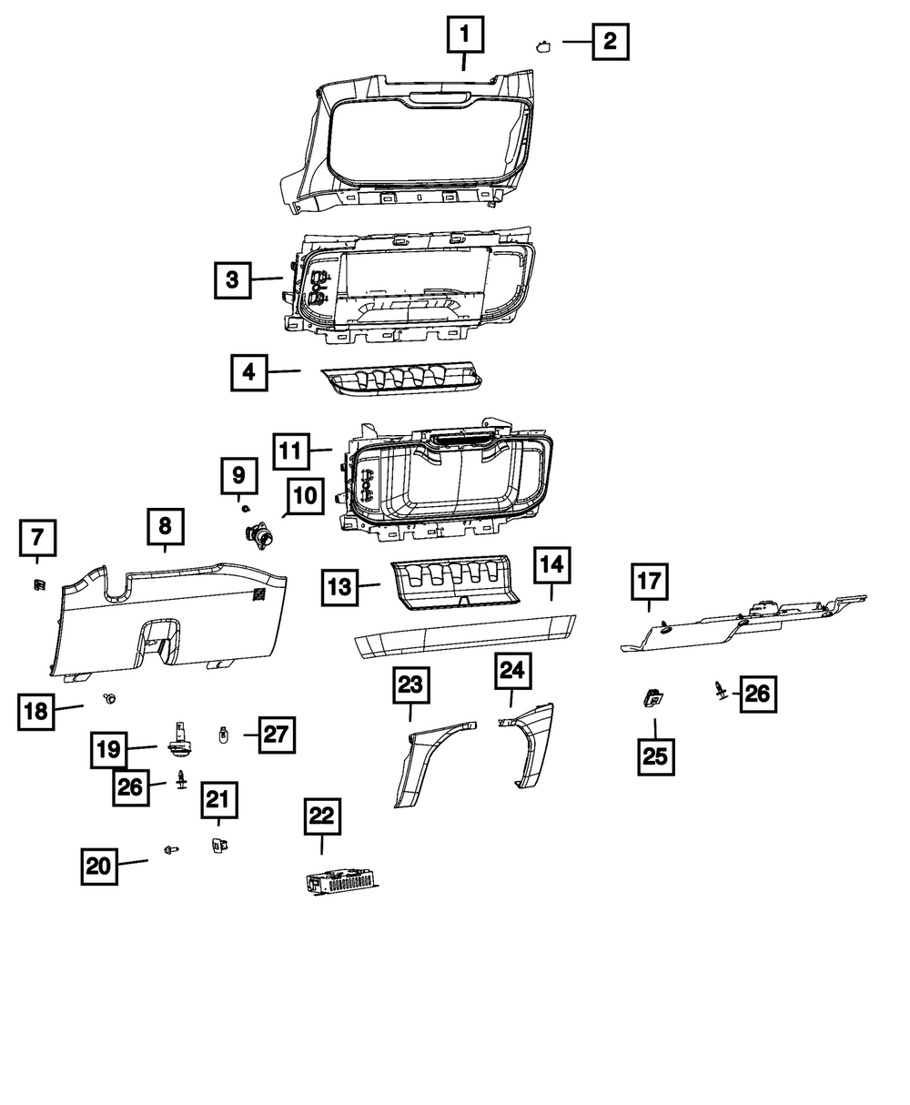 Genuine Mopar Instrument Panel Bin 6SR55ZDMAB