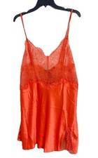 Victoria's Secret Coral Rose Satin Lace Slip Dress XL Orange Romantic Coquette