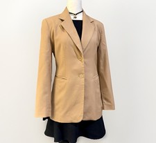 Vintage 80s 90s Talbots Camel Tan 100 Wool Blazer Office Quiet Luxury USA Sz 6