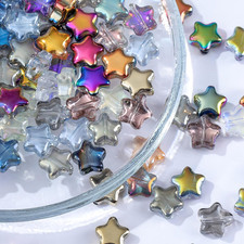 100 Pcs Glass Star Beads Plated Crystal Spacer Beads for DIY Craft Jewelry Makin