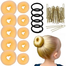 10 Pcs Hair Bun Maker - Donut for 1 Count Pack of 10 , Golden