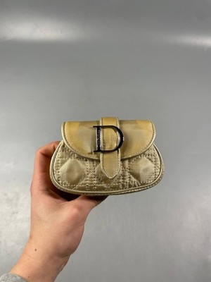 Cristian Dior CD Parfums Elegant Couture Evening Clutch Makeup Cosmetic Bag Gold
