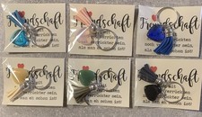 6 Stück Freundschaft Schlüsselanhänger Schmuckstein Herz Quaste Neu Geschenk #32