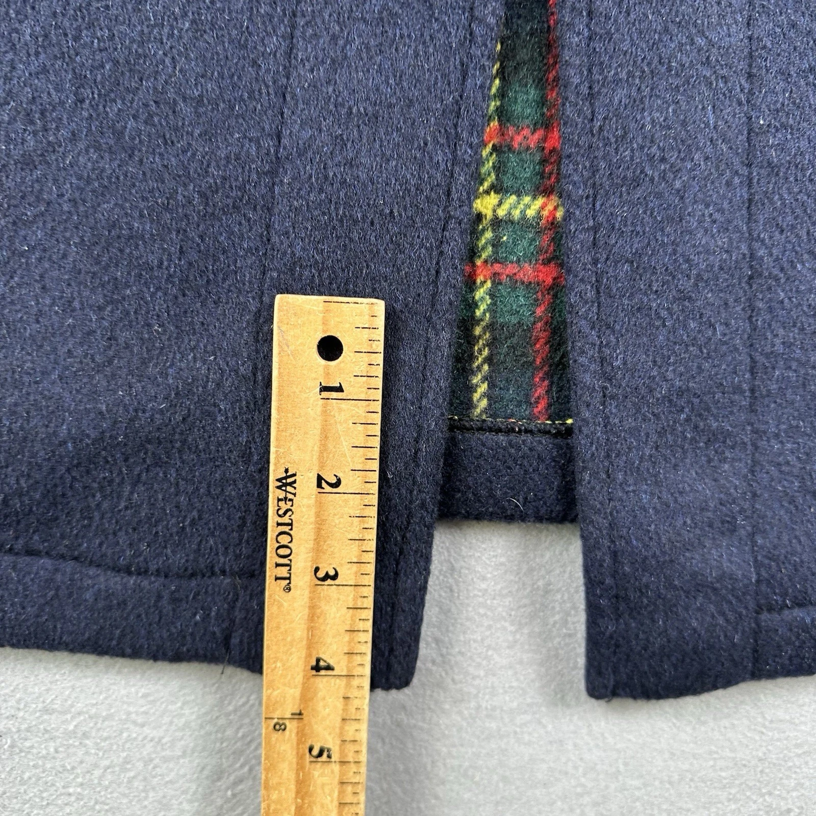 Gloverall Duffle Coat Men’s Small Navy Blue Wool Toggle Hooded Tartan England - product detail image 23