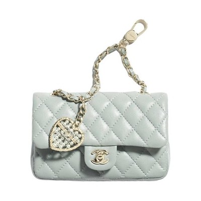 CHANEL Sheepskin Coin Purse Mini Women's Light Green 4 x 1 x 3 in