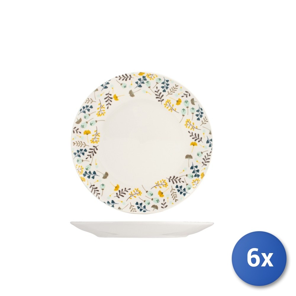 6X Fruit Plates In Porcelain, Various Colors, Diamond, 19Cm