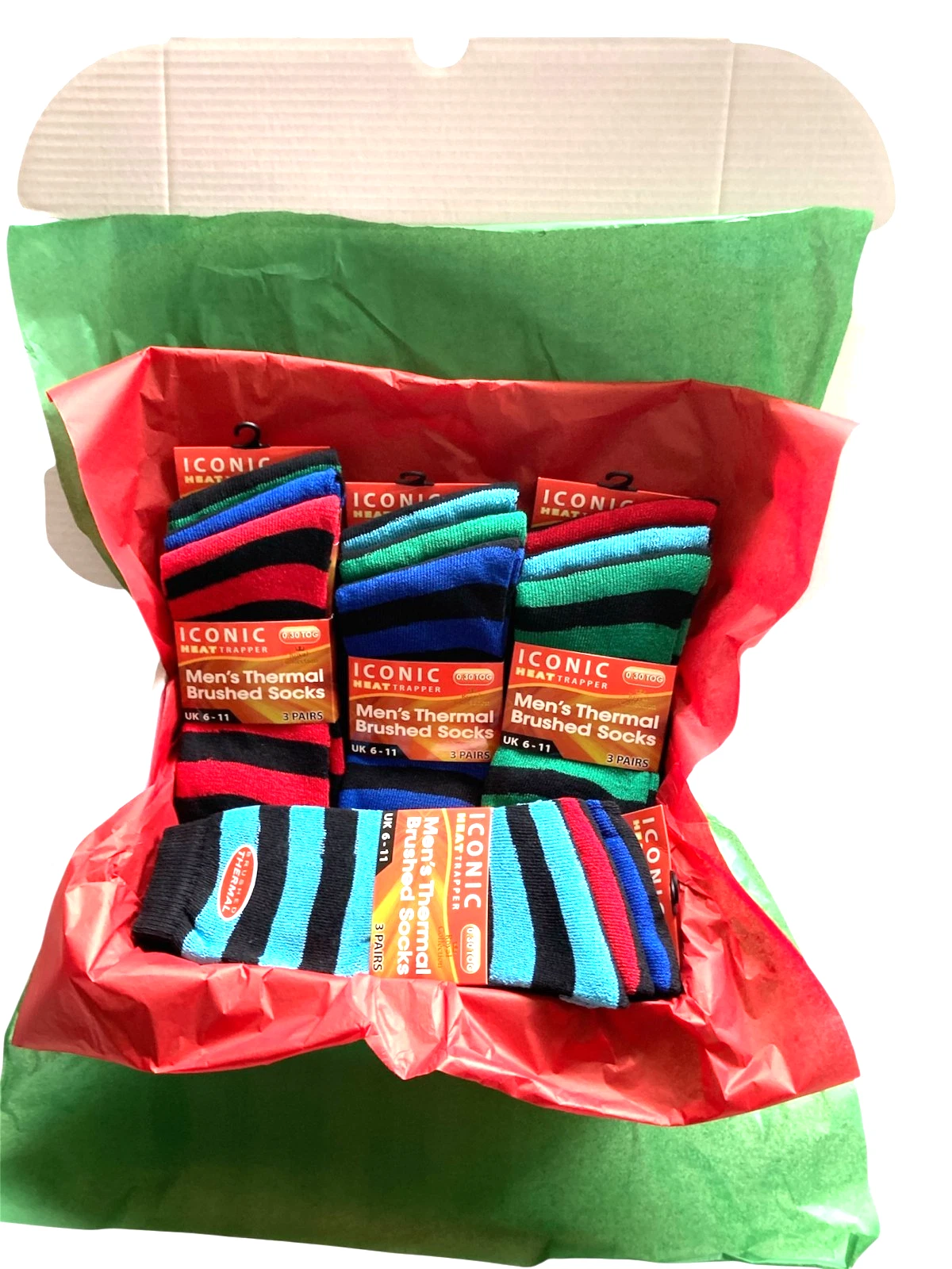 mens gift sets , 12 pair mens thermal socks size 6-11 warm winter hamper