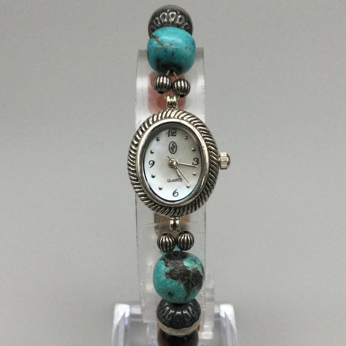 Carolyn Pollack Women Watch 21mm 925 Sterling Turquoise Beaded New Battery 6.25\