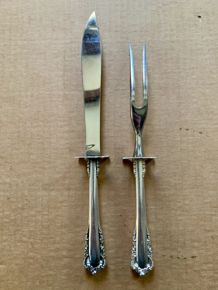 Sterling Handles LUNT Carving Knife & Fork Stainless Blade - Image 4 of 4