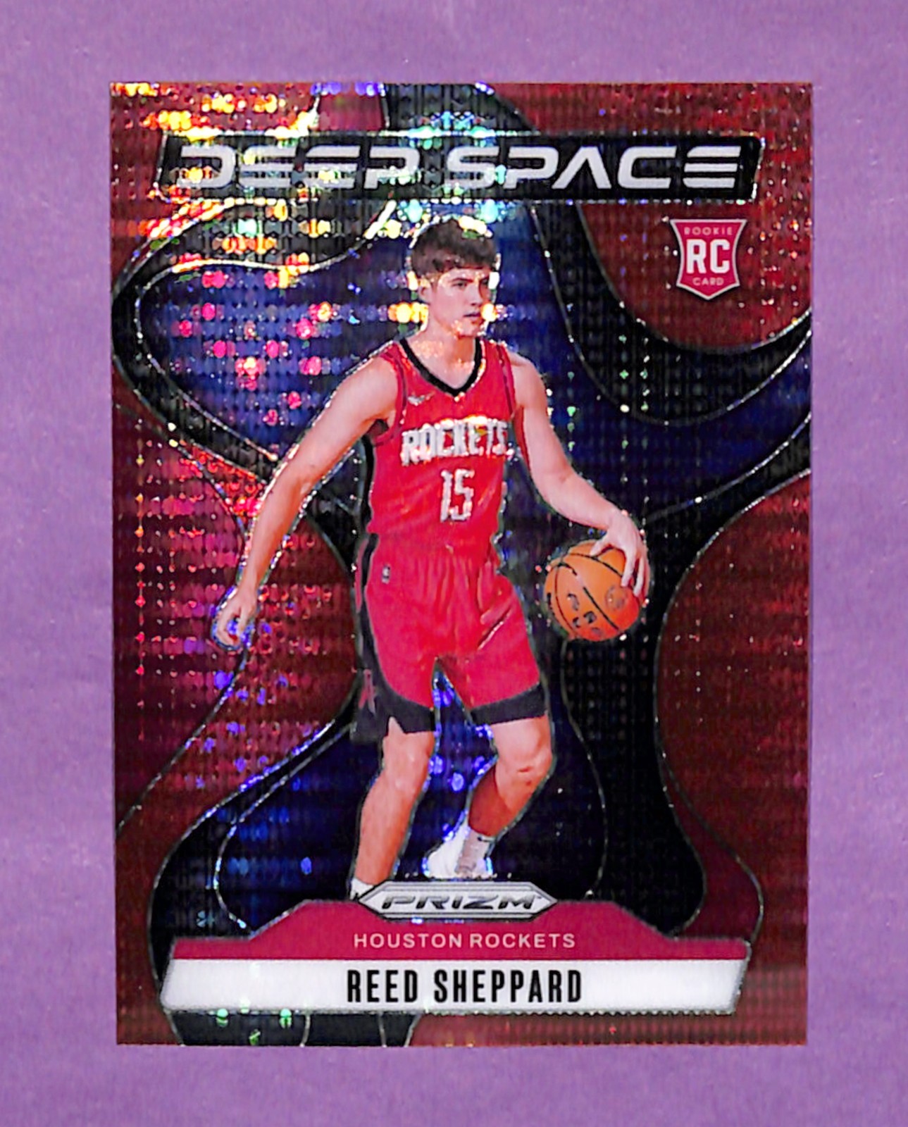 2024-25 Panini Prizm Deep Space Prizms Red Pulsar #6 Reed Sheppard RC Rookie /75
