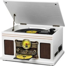 Stylish Vinyl Record Player with Bluetooth, FM Radio  Multifunctional Features