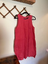 J.Crew Sleeveless Linen Button-Back Shift Dress in Raspberry Pink