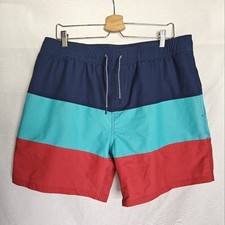 Reyn Spooner Swim Trunks Standard Blue Red Stripe Net Liner 6" XL Shorts Eco
