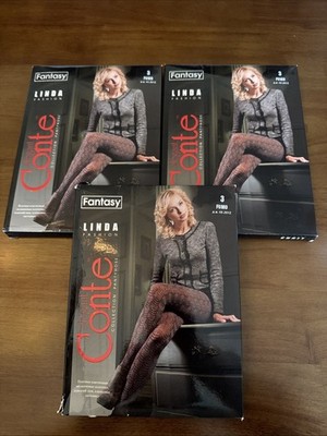 Set Of 3 Vintage Conte  ORNAMENT TIGHTS Fantasy FUMO(gray) European Size 3